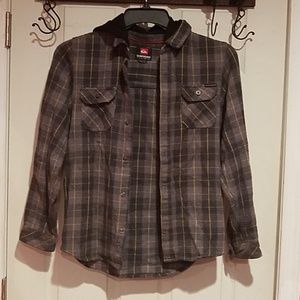 Quiksilver boys flannel buttonup with hood